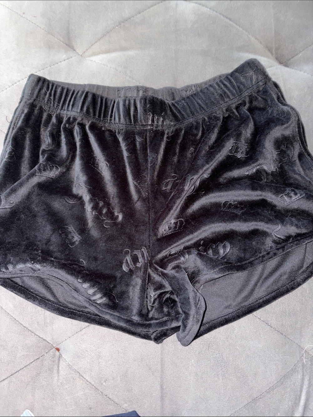 Juicy Couture Black Velvet Logo Shorts